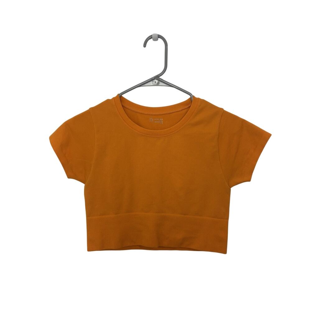 Offline by Aerie Orange Short Sleeve Athletic Crop Top Size Small Workout Summer